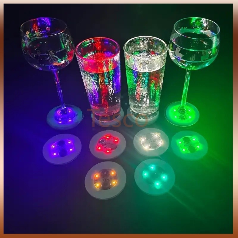 Tesco ที่รองแก้ว LED เรืองแสง ที่รองแก้วเครื่องดื่มเรืองแสง ที่รองแก้ว LED หลากสี ที่รองแก้วไฟสร้างบ