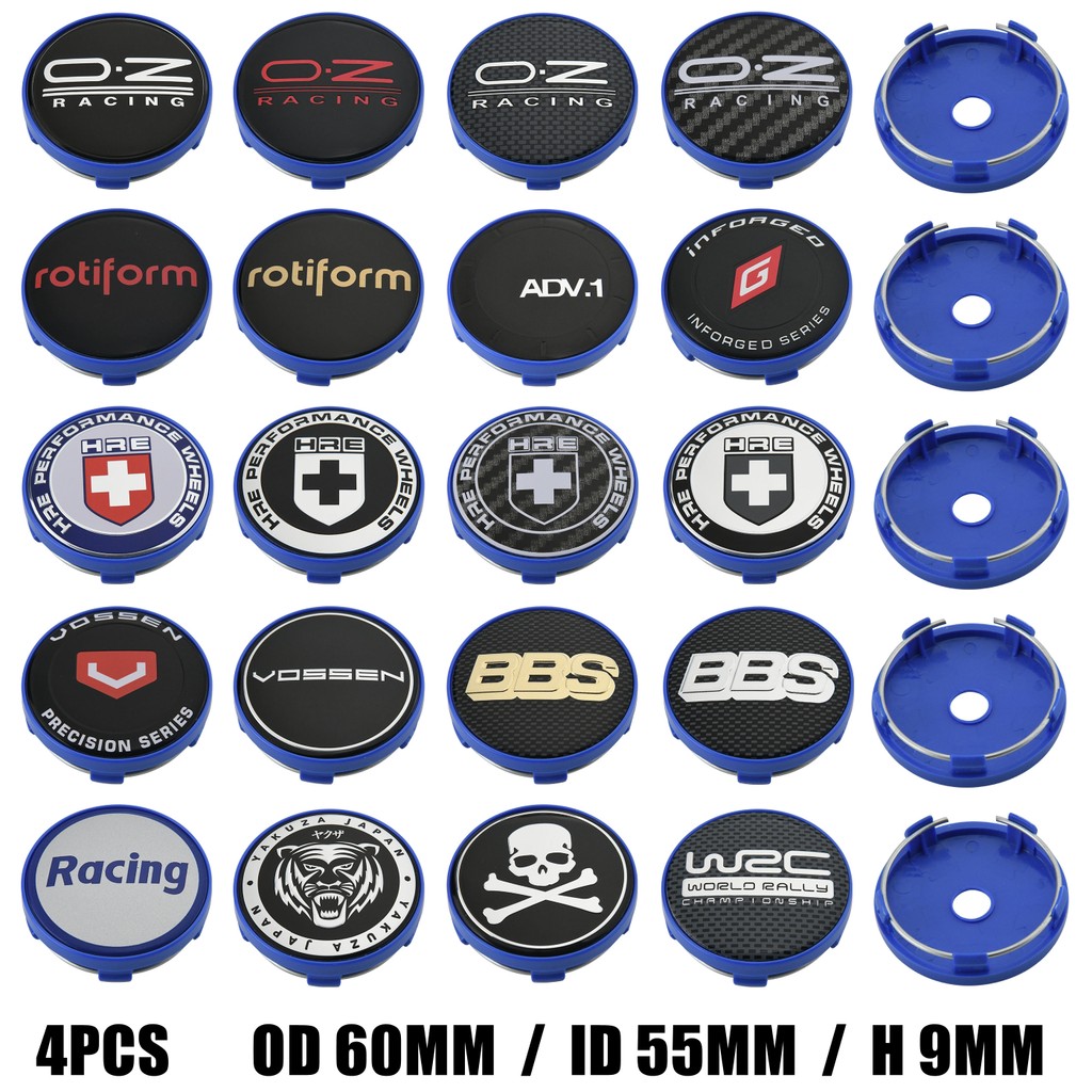 4ตัว ฝาครอบดุมล้อ Sport 60มม ฝาปิดดุมล้อ VOSSEN ขอบ O.Z Racing สติ๊กเกอร์ ฝาดุมล้อ HRE INFORGED ADV.