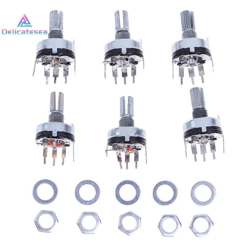 [Delicatesea] 5 ชิ้น RV17 พร้อม Potentiometer B1K 2K 5K 10K 20K 50K ความยาวจับ 15 มม.5Pin ฟิล์มคาร์บอน Potentiometer ใหม่