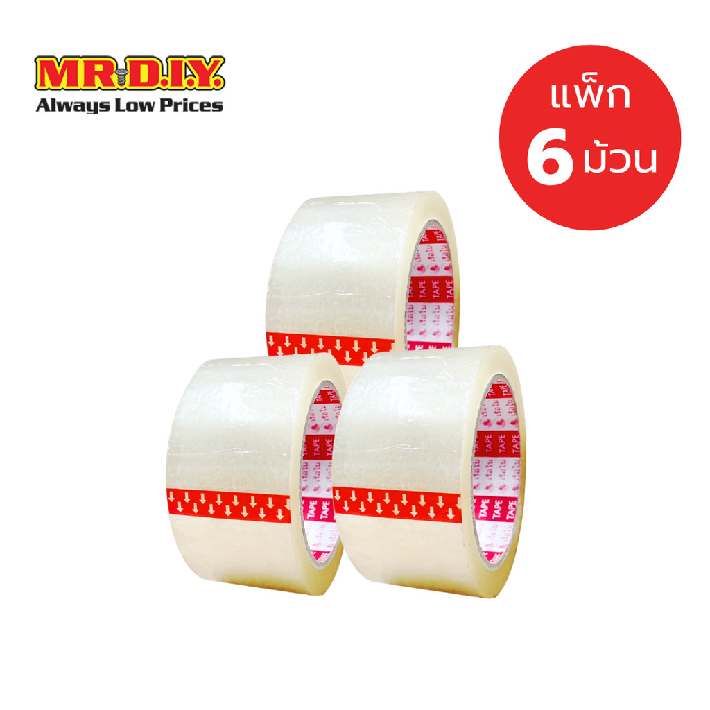 [แพ็ก 6 ม้วน] RUA BAI เทปโอพีพี สีใส 2 นิ้ว x 60 หลา