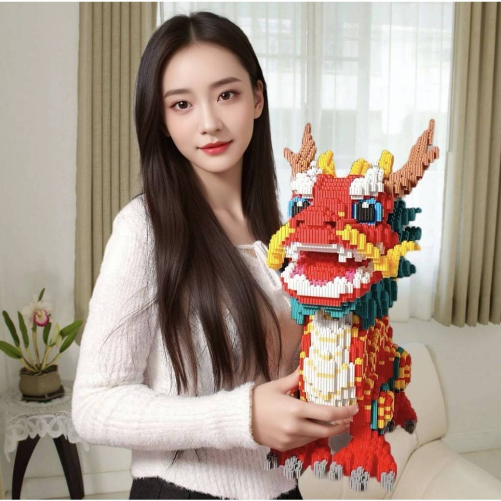 บล็อกมังกรจีน 3D ของเล่นเสริมทักษะสมอง พัซเซิลประกอบของขวัญเด็กน่ารัก ใช้ในบ้านและโรงเรียน - รูปที่ 7