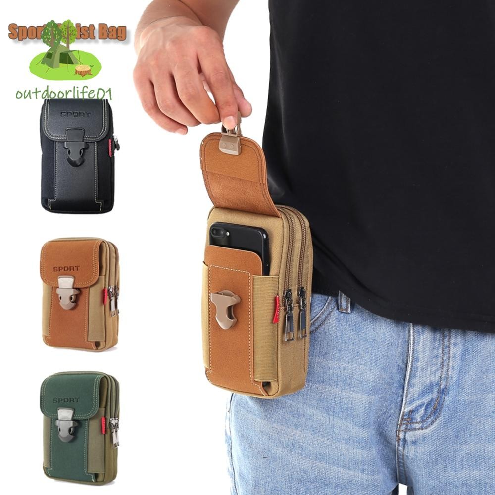 ✲Odl กระเป๋าคาดเอว Casual Mobile Phone Purse Pocket Male Outdoor Travel Sports Belt Bum A