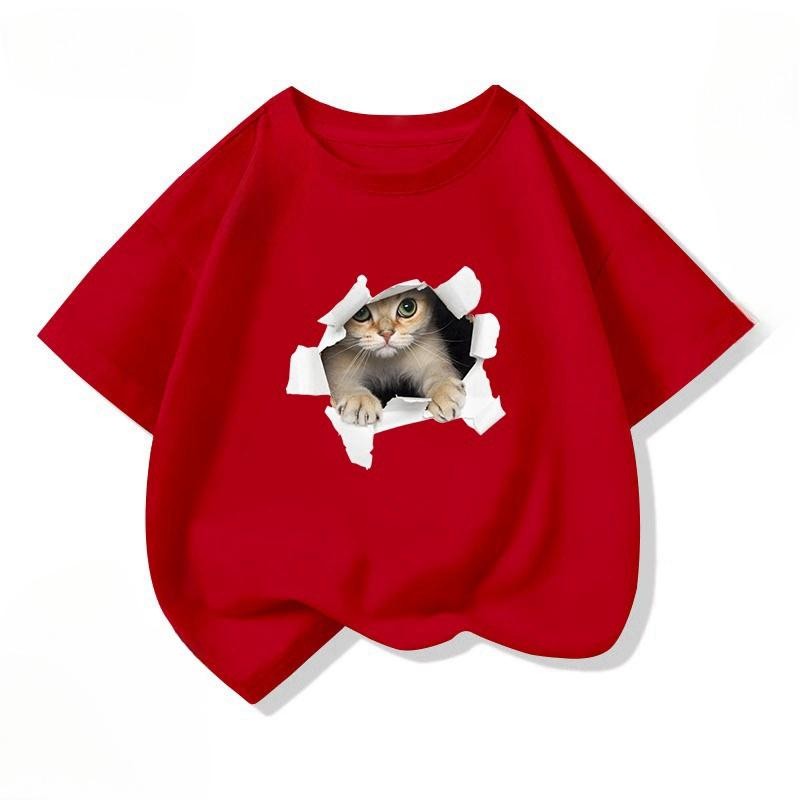 【ส่งจากไทย】 เสื้อเเขนสั้น เสื้อยืดลำลอง คอกลม ลายการ์ตูน ทรงหลวม สไตล์เกาหลี ใส่ได้ทั้งเด็กชายเด็กหญิง