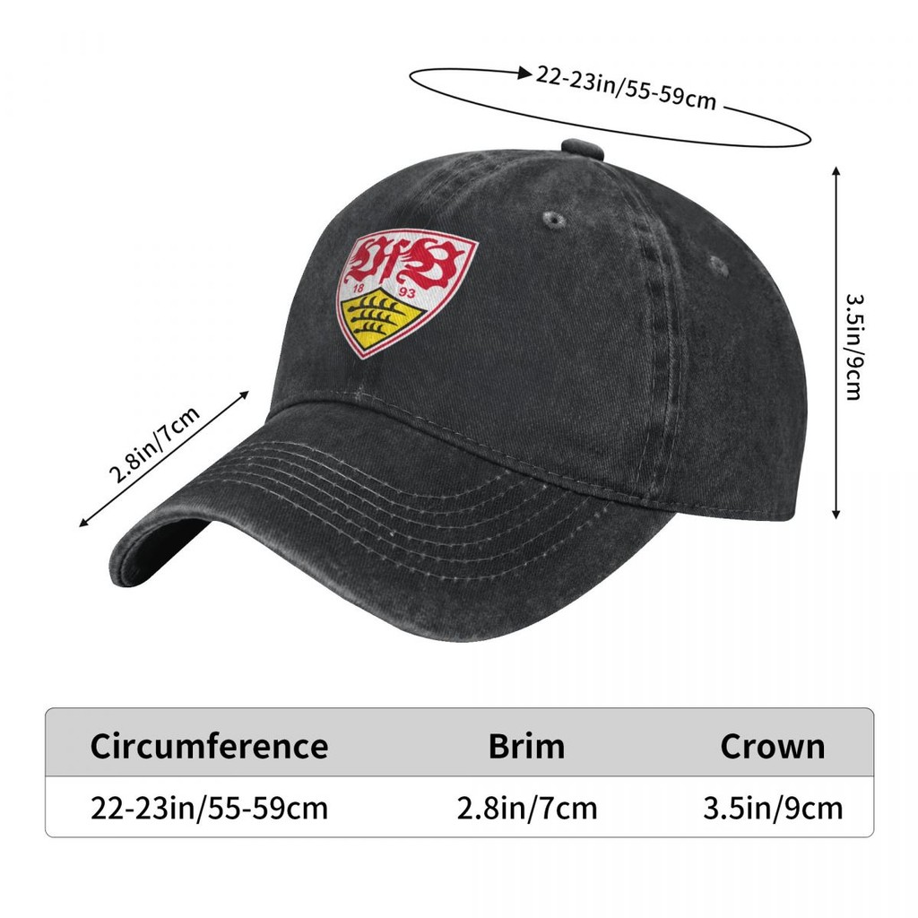 VfB Stuttgart โลโก้ผู้ใหญ่ล้าง Denim หมวกผ้าฝ้าย 100% โค้ง Brim Sun หมวก Casual All-Match Unisex เบส