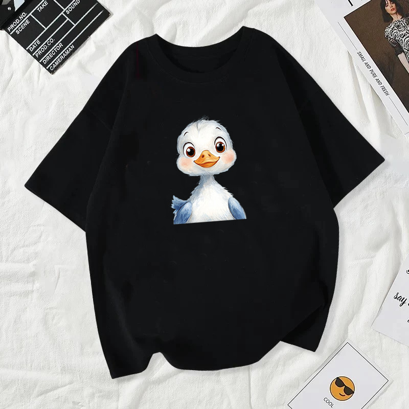 [พร้อมส่ง]NASA เสื้อยืด ภาพวาดสีน้ำมันเป็ด ผ้า cotton 100% วาดมือ สีพื้น สวยๆ ชีฟอง ใส่สบายๆ สีดำ เก