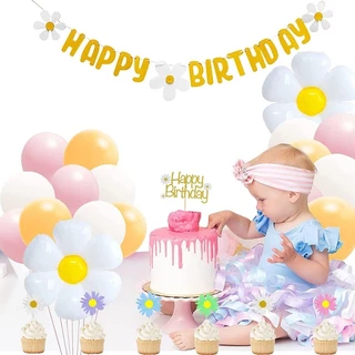 หน้ายิ้ม ป้ายผ้าแบนเนอร์ ป้ายผ้าวันเกิด ฉากหลังวันเกิด Happy Birthday ป้ายวันเกิด ของตกแต่งปาร์ตี้ สำหรับปาร์ตี้วันเกิด