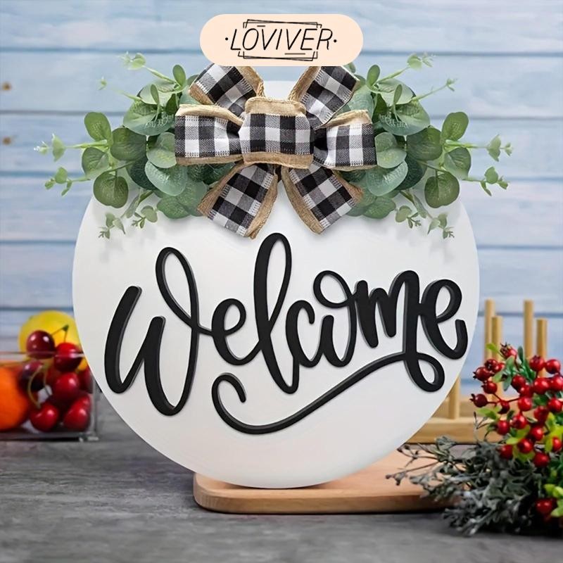 LOVIVER ยินดีต้อนรับ ประตูไม้แขวนป้าย 30 ซม. ป้ายประตูด้านหน้าสําหรับ Office Garden Home