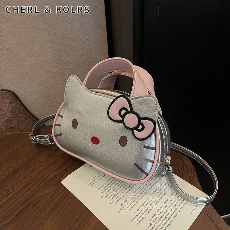 C&k กระเป๋าสะพายไหล่ผู้หญิงน่ารักการ์ตูน Hello Kitty กระเป๋าถือการจับคู่ทุกวัน