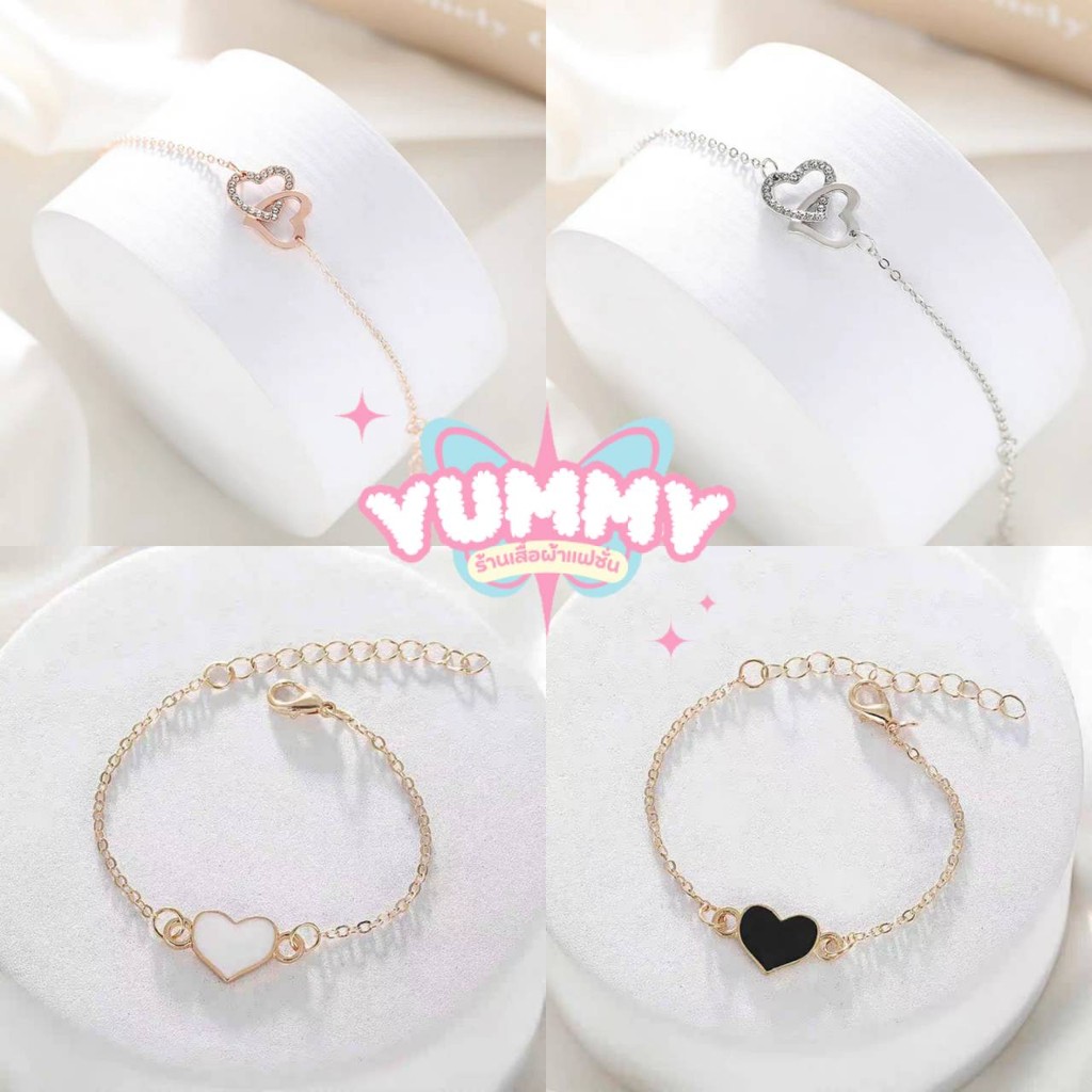 🎀Yummy Shop🎀พร้อมส่ง (BRL-1/BRL-2) แฟชั่นสร้อยข้อมือหัวใจพีชสร้างสรรค์สร้อยข้อมือข้อมือที่โลหะ