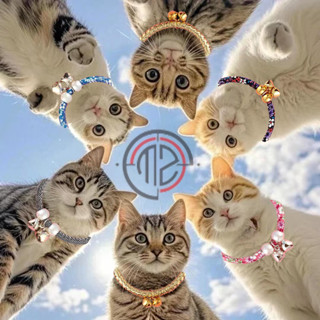 ปลอกคอแมว ปรับได้ การ์ตูน ที่มีสีสัน พร้อมกระดิ่ง เพื่อความป…