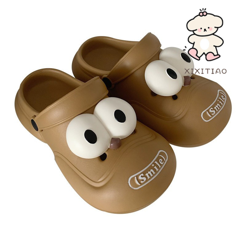 Xixitiao รองเท้าหัวโต น่าสนใจ รองเท้าแตะ ตาโต  รองเท้า  แบบสวม   ผู้ชาย  สตรีเ   น่ารัก  การ์ตูน  สาว   ลําลอง