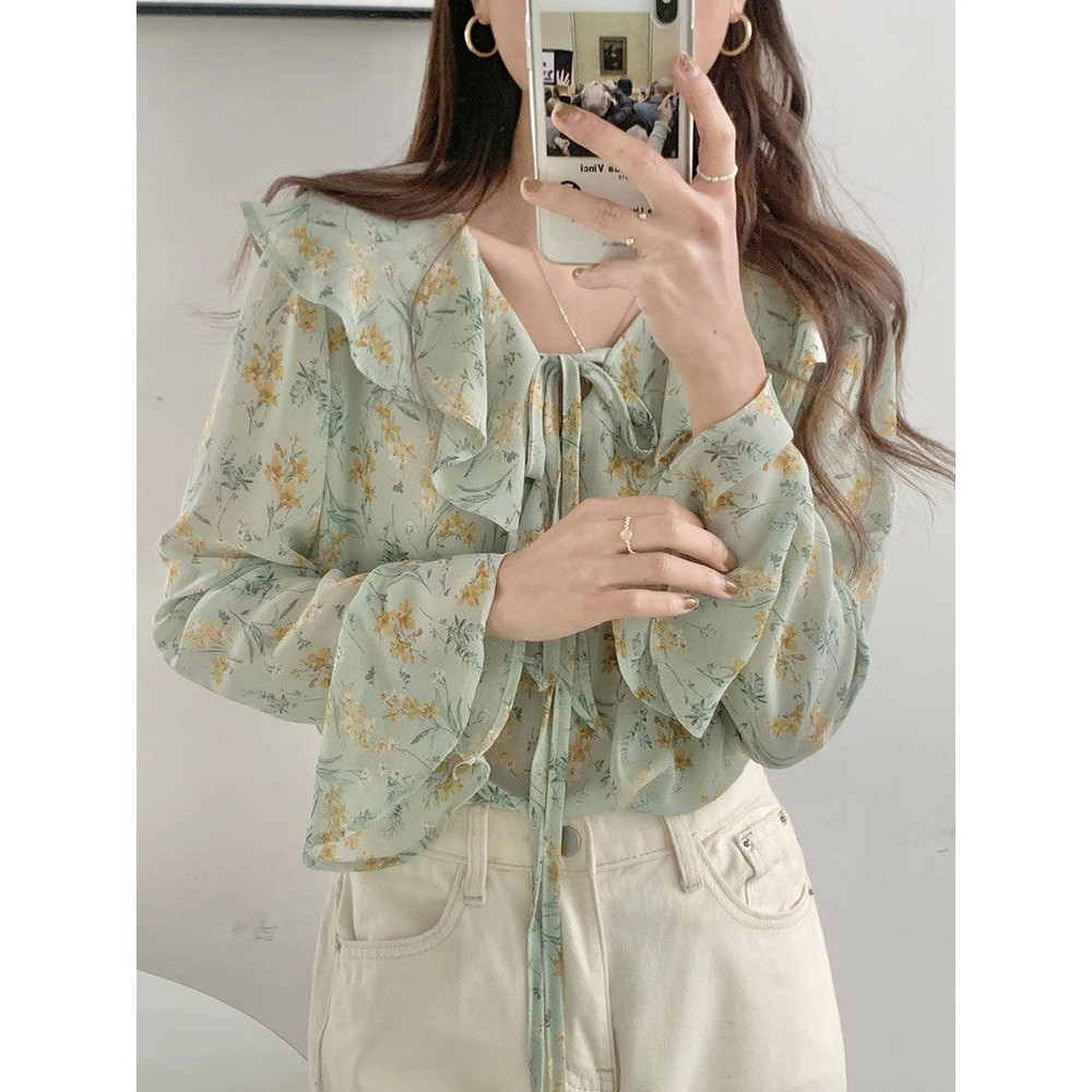 ส่งไวจากไทย⭐Summer⭐S- XL เสื้อชีฟองฤดูร้อนผู้หญิงเสื้อแขนยาว - รูปที่ 5