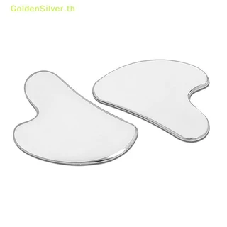 Goldensilver 1PC สแตนเลส Gua Sha Scraper นวดสําหรับใบหน้าคอ Guasha เครื่องมือนวด Facial Skin Care Guasha Board Face นวด TH