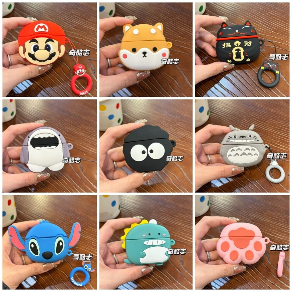 สําหรับ 1more คลิปหู S20 กรณีการ์ตูน 3D รูปแบบซิลิโคนหูฟังไร้สายป้องกันน่ารักสําหรับ 1more S20 กรณี