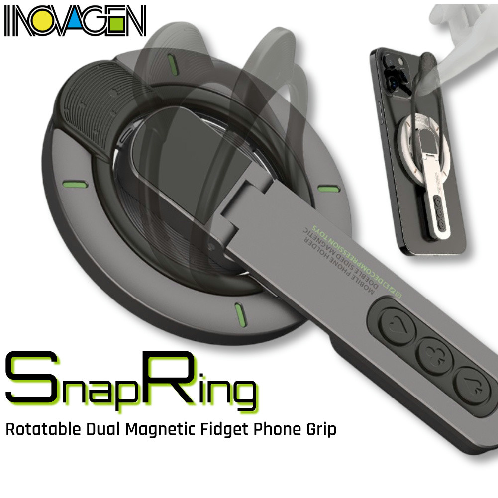 Inovagen SnapRing ที่วางโทรศัพท์แบบแม่เหล็กพร้อมฟังก์ชั่น Fidget,แม่เหล็กสองด้าน,ขาตั้งโทรศัพท์โลหะผสม