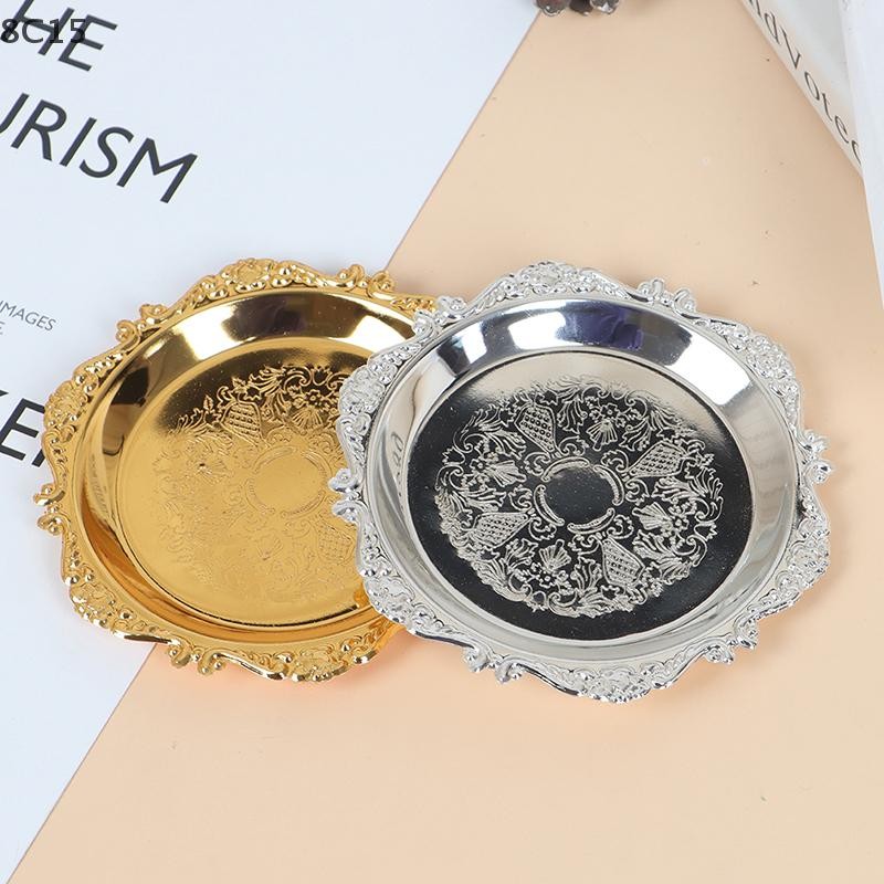 〔8C15〕 ถาดเหล็ก Glossy Plate Buffet Fruit Cake Party Supplies จานเก็บขนมหวาน 8C〕