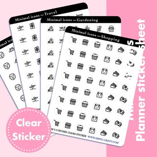 10 แบบ Minimal icons | Planner sticker sheet สติ๊กเกอร์ใส ไอ…