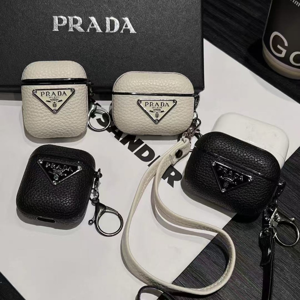 หรูหรา PRD ลายลิ้นจี่ปกหนังปลอกเชลล์สําหรับ AIRPODS 4 ANC PRO3 PRO 2 1/2/3 เคสป้องกัน