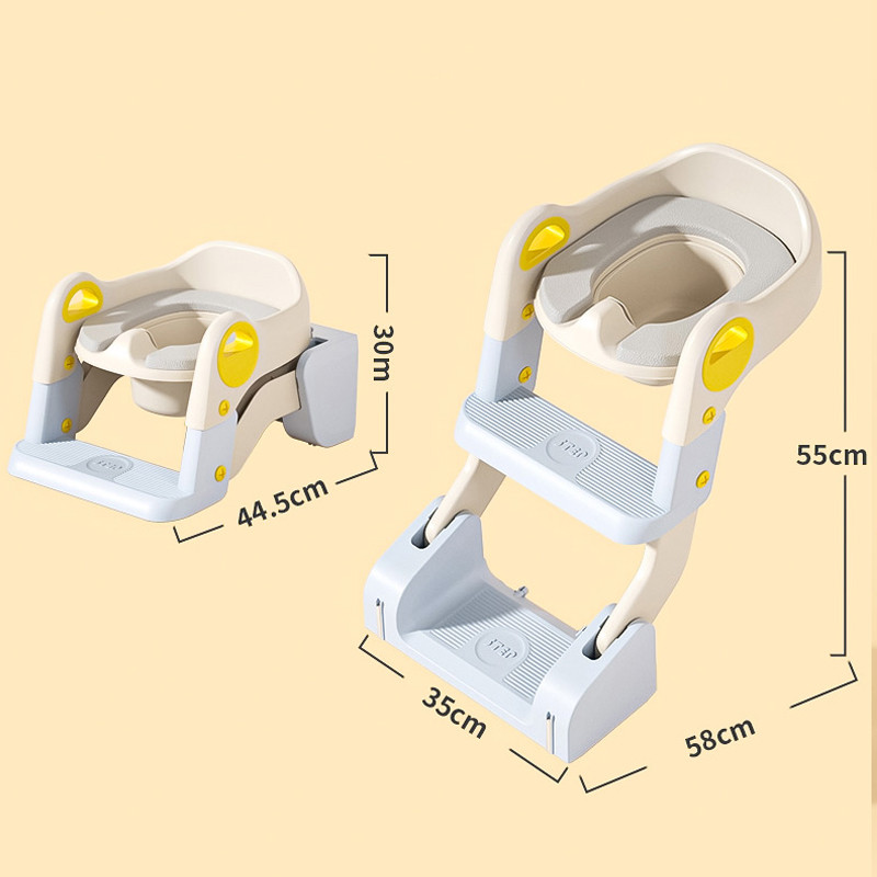 Berma Baby ที่รองชักโครกเด็ก 3-in-1 บันไดชักโครกเด็ก เบาะนิ่ม PVC สามารถพับได้ ปรับระดับได กันลื่น ราคา ถูกที่สุด ดีลบีเคเค แกลเลอรีภาพที่ 9