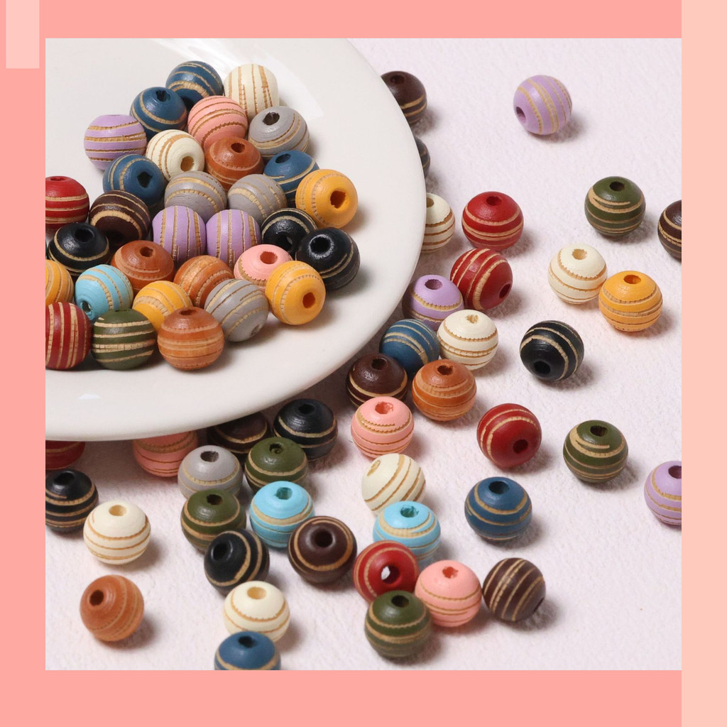 [จิน] สไตล์ใหม่สร้างสรรค์แกะสลักรูปแบบไม้ลูกปัดหลวม, อุปกรณ์เครื่องประดับ ทําเอง, สร้อยข้อมือสร้อยคอวัสดุ