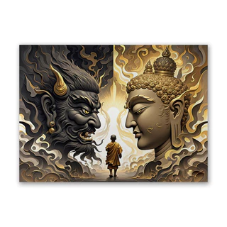 จัดส่งจากไทย) ผ้าแขวนบุคลิกภาพของ Agirl Demon และ Buddha ผ้าพื้นหลังศิลปะตกแต่งผ้าใบห้องนั่งเล่นการจัดวางข้างเตียง