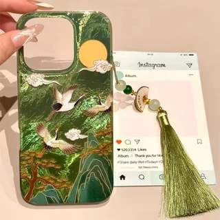 Mountain Cloud Craneเคสโทรศัพท์สําหรับiPhone 13 Pro Max 16 17 15 14 13 12 11 16e XS XR X SE 7 8 Plus Vortexฝาครอบรูปแบบ