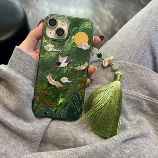 Mountain Cloud Craneเคสโทรศัพท์สําหรับiPhone 13 Pro Max 16 17 15 14 13 12 11 16e XS XR X SE 7 8 Plus Vortexฝาครอบรูปแบบ
