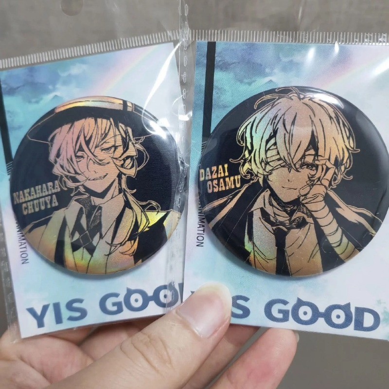 Bungo Stray Dogs Double Black Glitter Badge 58 มม.อะนิเมะสะสม Tin Pin คอสเพลย์ของขวัญ