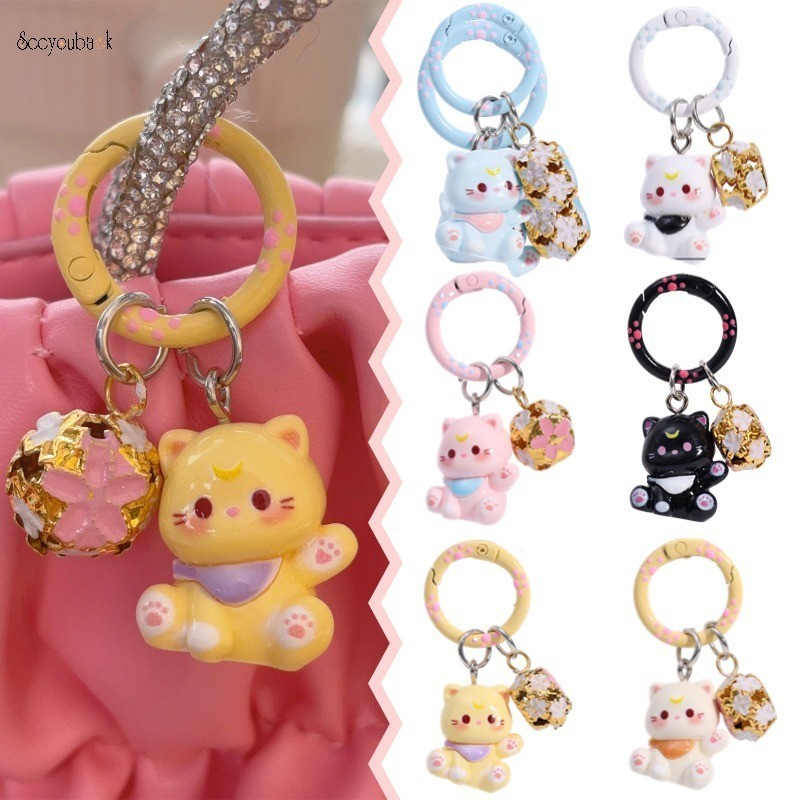 Kawaii Doughnut แมวเรซิ่นพวงกุญแจการ์ตูนสัตว์ตุ๊กตาลูกแมวจี้พวงกุญแจกระเป๋า Charms กระเป๋าเป้สะพายหลังแขวนเครื่องประดับ