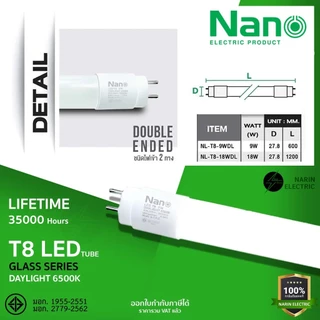 NANO ชุดหลอดไฟ LED T8 มีมอก. LED หลอด LED Tube SET 9W 18W มีเฉพาะหลอดและพร้อมราง