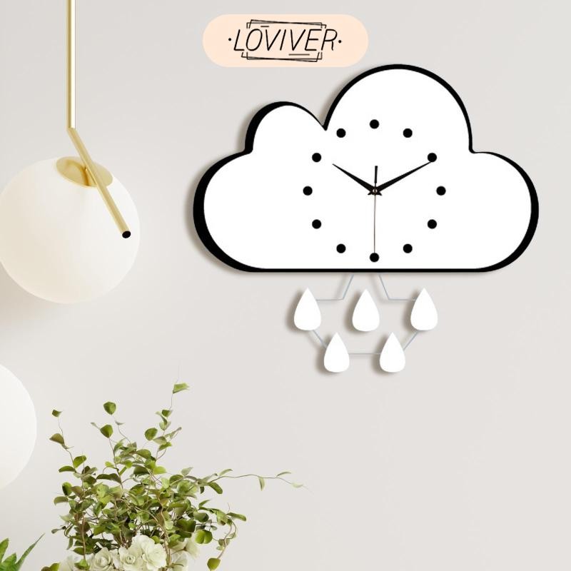 LOVIVER นาฬิกาแขวนอะคริลิคพร้อมเมฆและเม็ดฝน ตกแต่ง สวย 30 X 30 ซม. เช่น