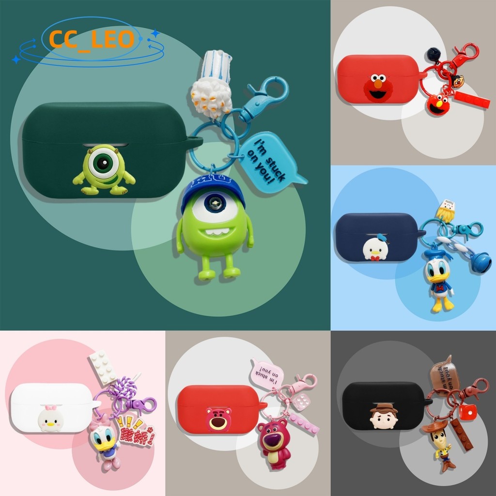 For Technics EAH-AZ80 Case Cartoon Sesame Street Pendant Cute Mickey Minnie Keychain Silicone Soft C