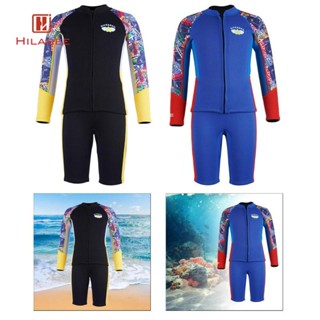 Hilabee แยก Wetsuit เด็กเปียกสูทแขนยาวซิปด้านหน้าสบายความร้อ…