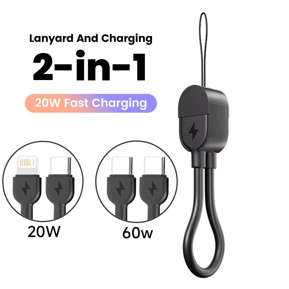 Pd 20W/60W แบบพกพาพวงกุญแจสั้น USB C ถึง Type C Fast Charging สําหรับ Samsung Xiaomi i/โทรศัพท์ 15-16 Series สนับสนุนข้อมูล Transfer