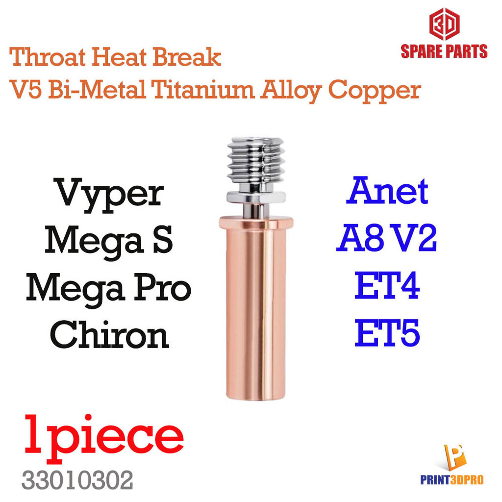 V5 Throat Titanium Alloy Copper Throats V5 Bi-Metal Heatbreak For ANYCUBIC Mega Vyper Chiron Hotend Extruder 3D Pritn...
