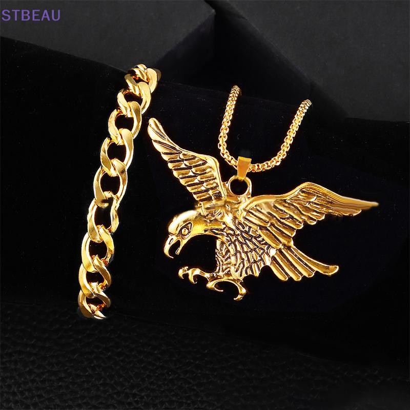 [Cxstbeau] สร้อยคอจี้นกอินทรีวินเทจสําหรับผู้ชายและผู้หญิงฮิปฮอปพังก์แฟชั่นเครื่องประดับลําลอง [MME]