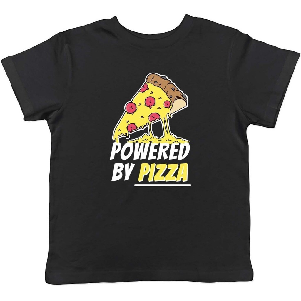 เสื้อยืด พิมพ์ลายพิซซ่าตลก Powered By Pizza สําหรับเด็กผู้ชาย