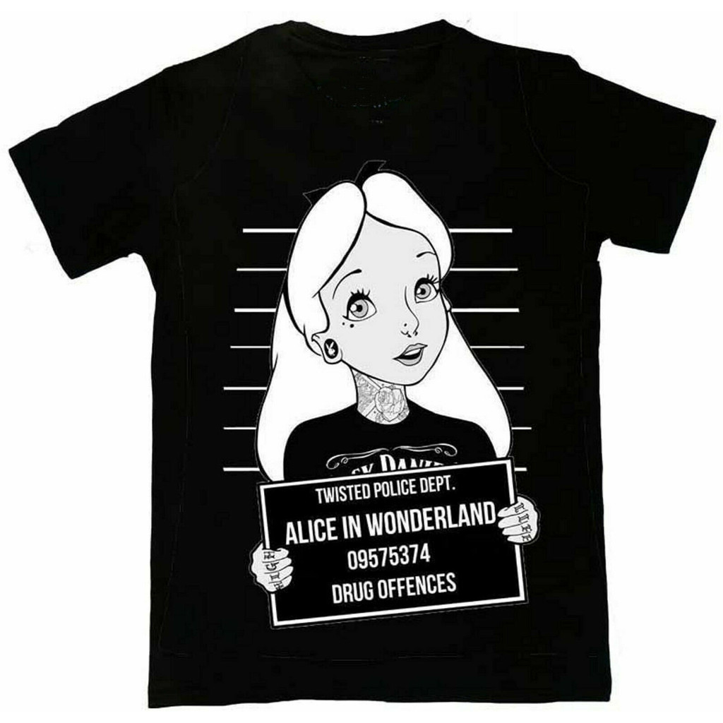 เสื้อยืด Twisted Punk Alice In Wonderland Mugshot