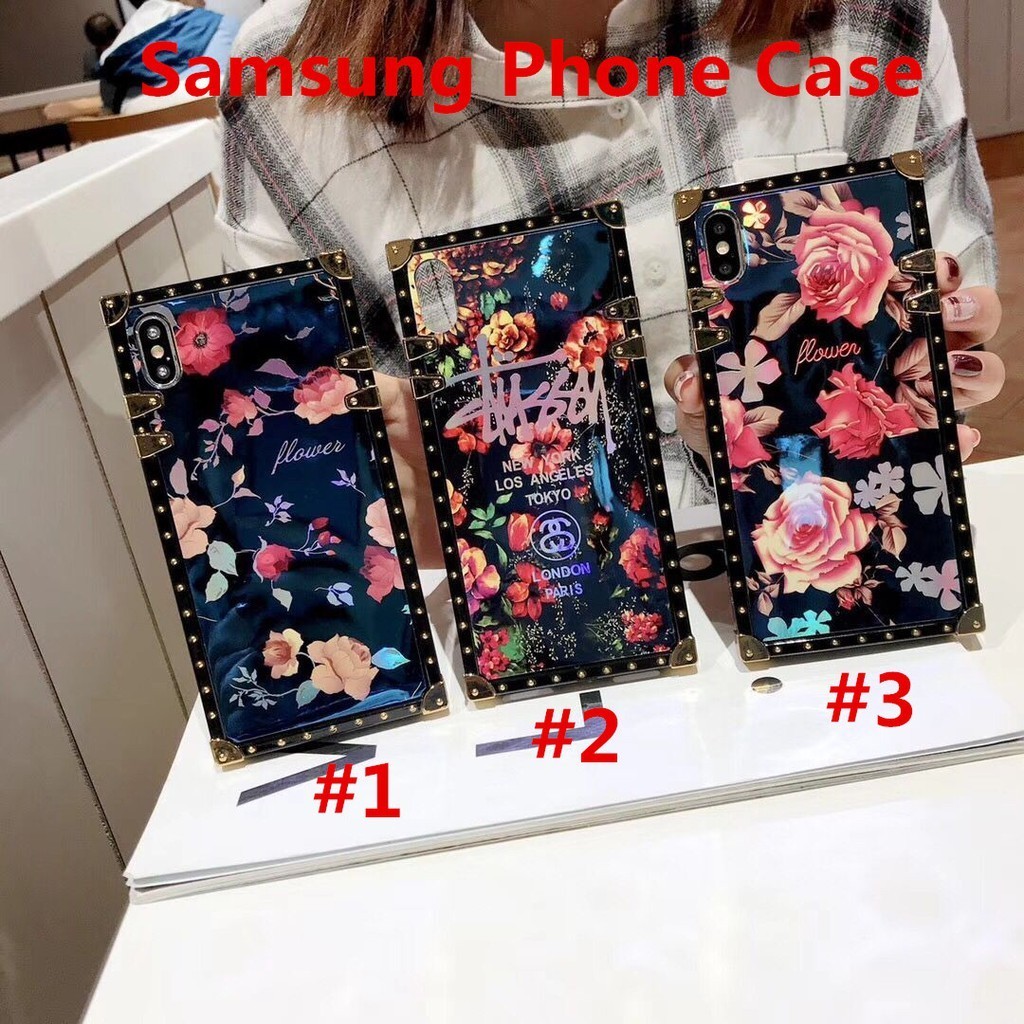 Casing For Samsung galaxy S21 FE S23 S10 Plus S24 Ultra Note8 Note9 Flower Floral Square Phone Case