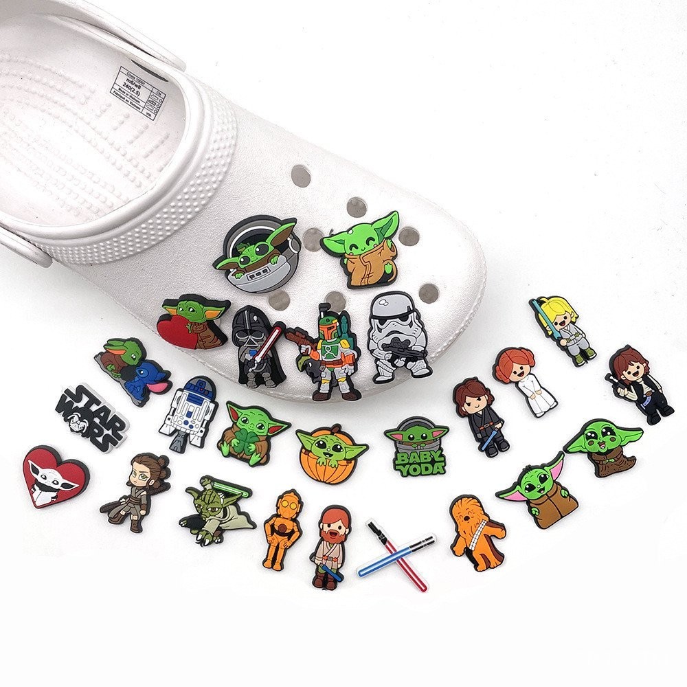 หัวเข็มขัดยาง แบบนิ่ม รูป Star Wars น่ารัก เครื่องประดับ สําหรับตกแต่งรองเท้า Crocs