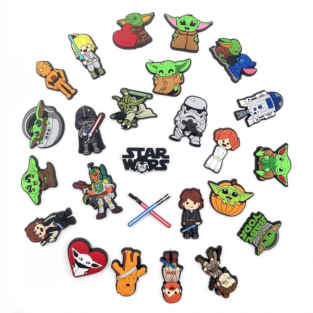 หัวเข็มขัดยาง แบบนิ่ม รูป Star Wars น่ารัก เครื่องประดับ สําหรับตกแต่งรองเท้า Crocs