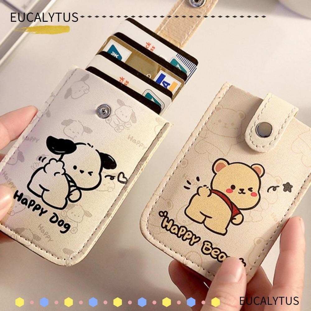 Eutus กระเป๋าสตางค์หนัง PU ใบสั้น 6 ช่อง ใส่บัตรเครดิต บัตรเครดิตได้ แบบดึงออกได้ ขนาดเล็ก บล็อก RFID สําหรับผู้ชาย