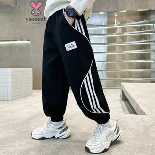 【YAOEENH】พร้อมส่ง กางเกงเลกกิ้งลําลอง ผ้ายืด ลายทาง แฟชั่นฤด…