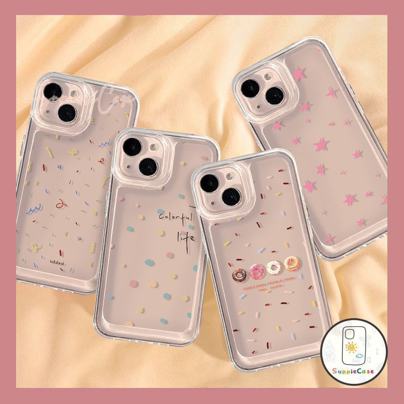 การ์ตูน สี ลูกกวาด น่ารักยิ้มหวาน ที่อยู่อาศัย เข้ากันได้ iPhone 15 14 13 12 11 Pro Max XR 7Plus XS Max X 14 8 7 15 Plus