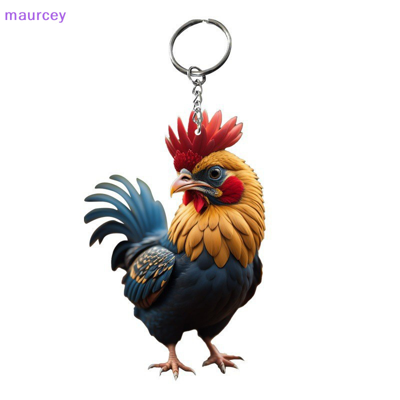 Maurcey พวงกุญแจอะคริลิค จี้รูปสัตว์ ไก่ ไก่ สร้างสรรค์ สําหรับตกแต่งต้นคริสต์มาส รถยนต์