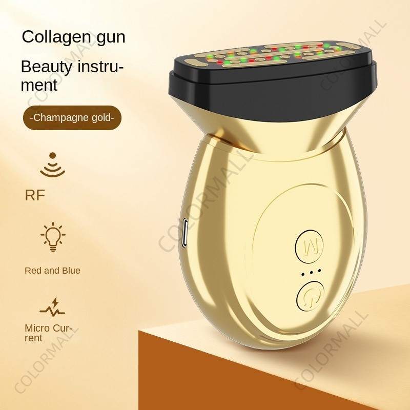 เครื่องนวดหน้าคอลลาเจน EMS สีแดง สําหรับยกกระชับใบหน้า