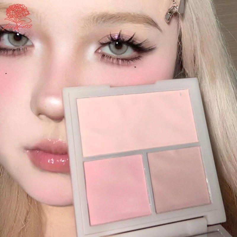 บลัชออนไฮไลท์ 3 สี บลัชออน คอนทัวร์ สีนู้ด ติดทนนาน