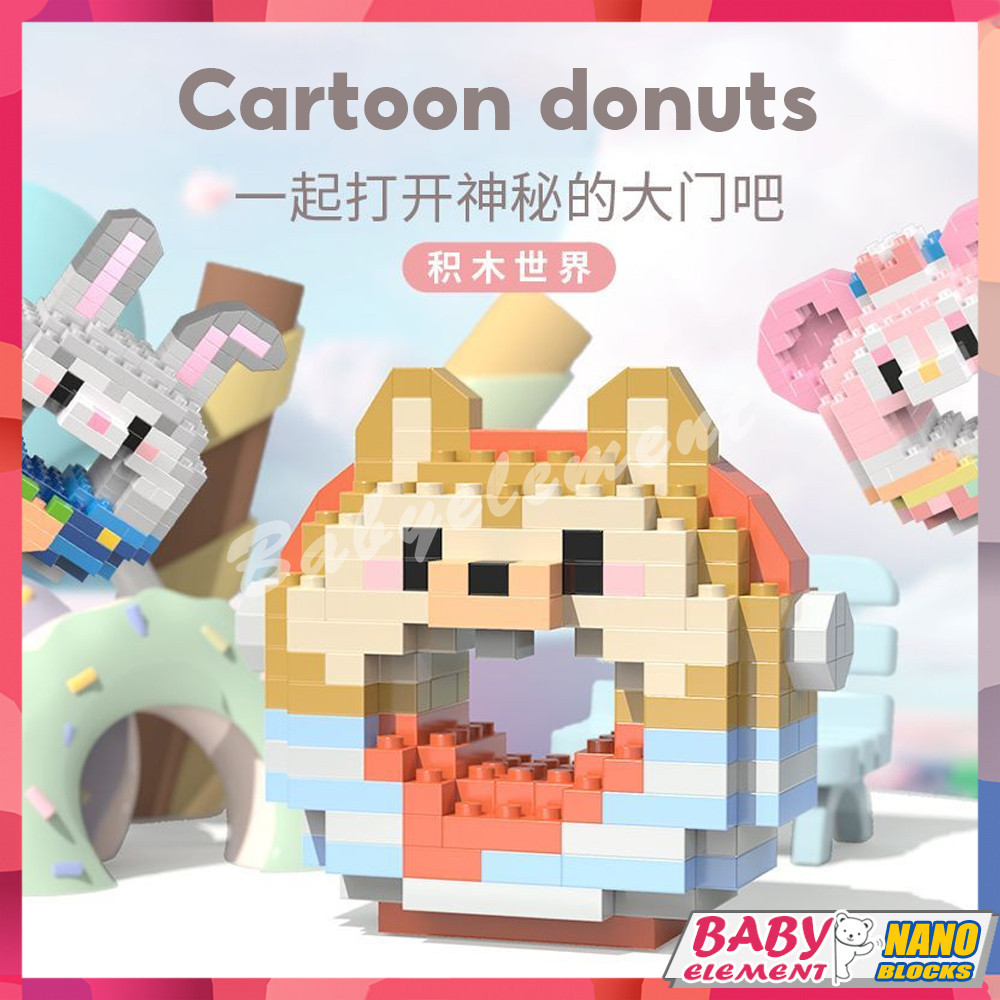 จัดส ่ งภายใน 24 ชม Nano Blocsk การ์ตูนโดนัท diy ประกอบมือสาว ins สไตล์บล็อกอาคารสร้างสรรค์ประกอบเครื่องประดับตกแต่งของขวัญของเล่นเด็ก