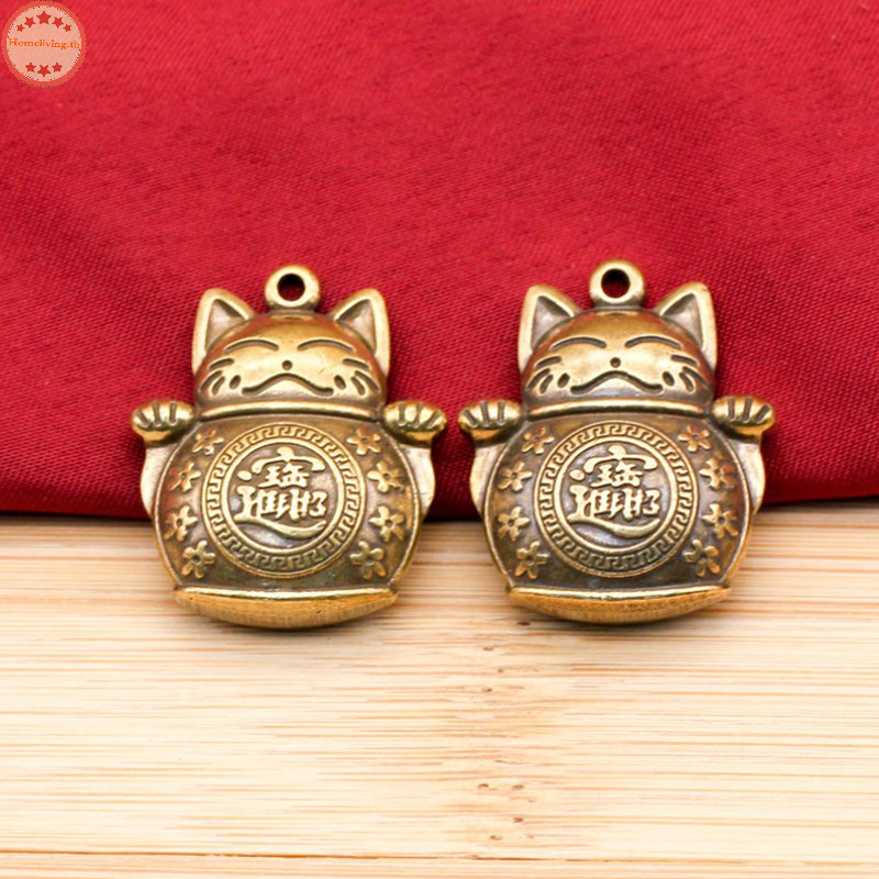 Home Pure Handmade ทองเหลืองโบราณเหรียญจีนพวงกุญแจรถ Lucky Cat ห ้ าจักรพรรดิเงินพวงกุญแจ Feng Shui เหรียญ Solid Key แหวน TH