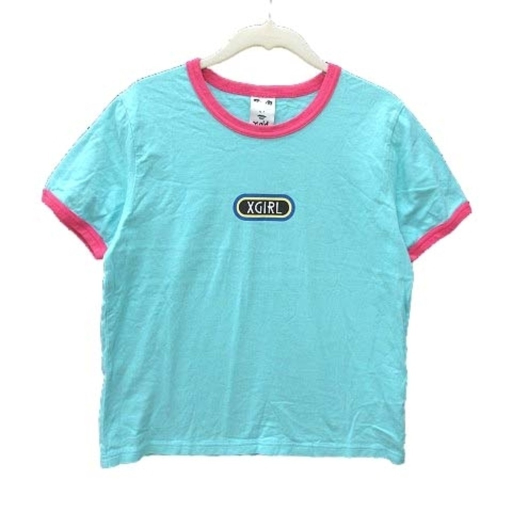 X-GIRL T-shirt Short Sleeve Crew Neck Logo Print Switch 2 Blue Direct from Japan Secondhand